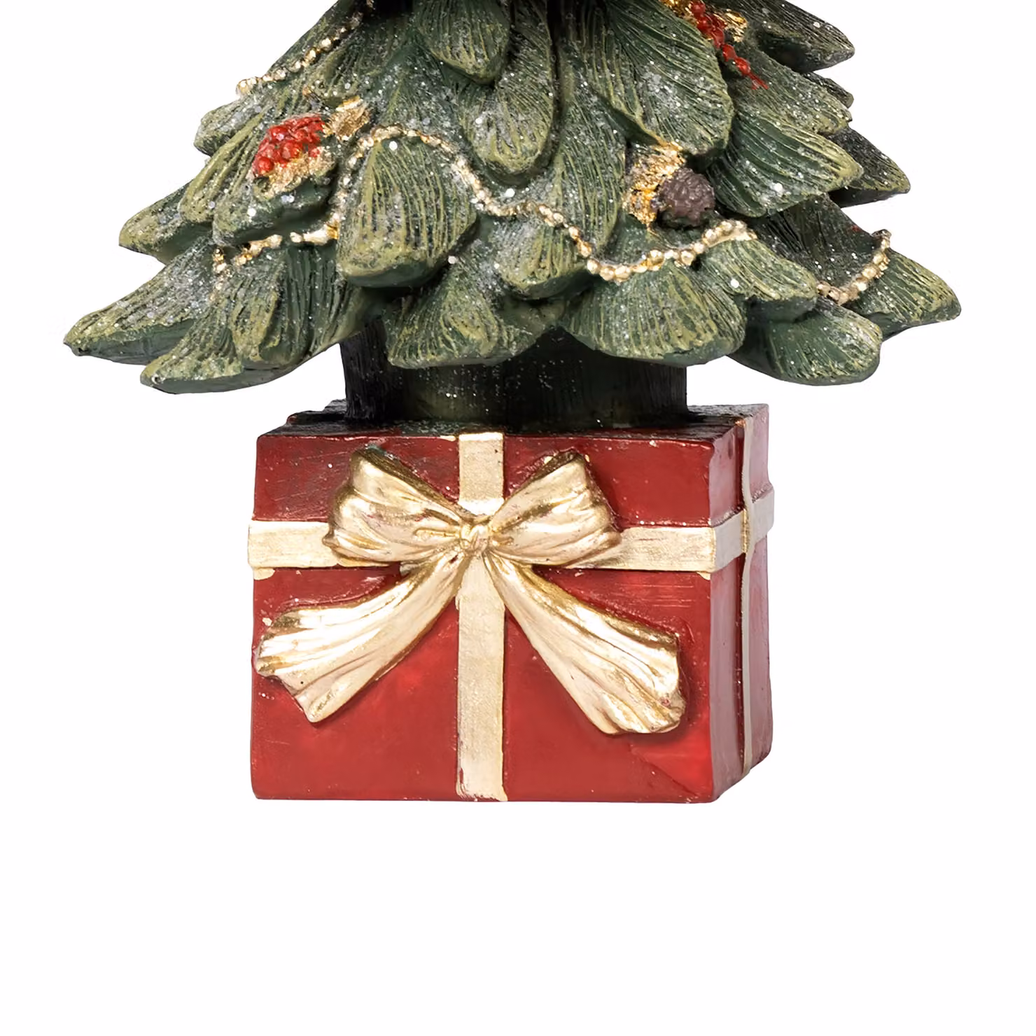 Albero Natalizio Decorativo da Tavolo VESTIAMO CASA in Poliresina, Colori Rosso, Oro e Verde, Altezza: 28 cm – 3