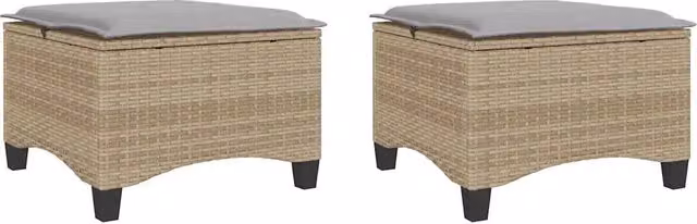 Sgabelli Giardino con Cuscini 4 pz Beige 55x55x36 cm Polyrattan CFW1202337