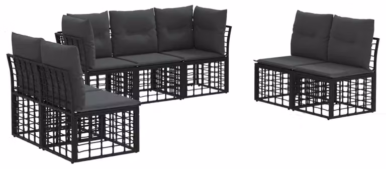 Set di divani da esterno Nero Poliestere
