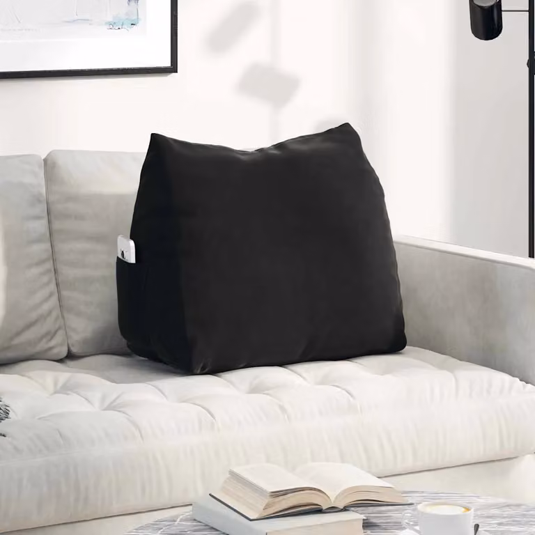Cuscino a cuneo per la schiena vidaXL in tessuto di velluto a coste nero L 60 cm x P 20 cm x H 50 cm