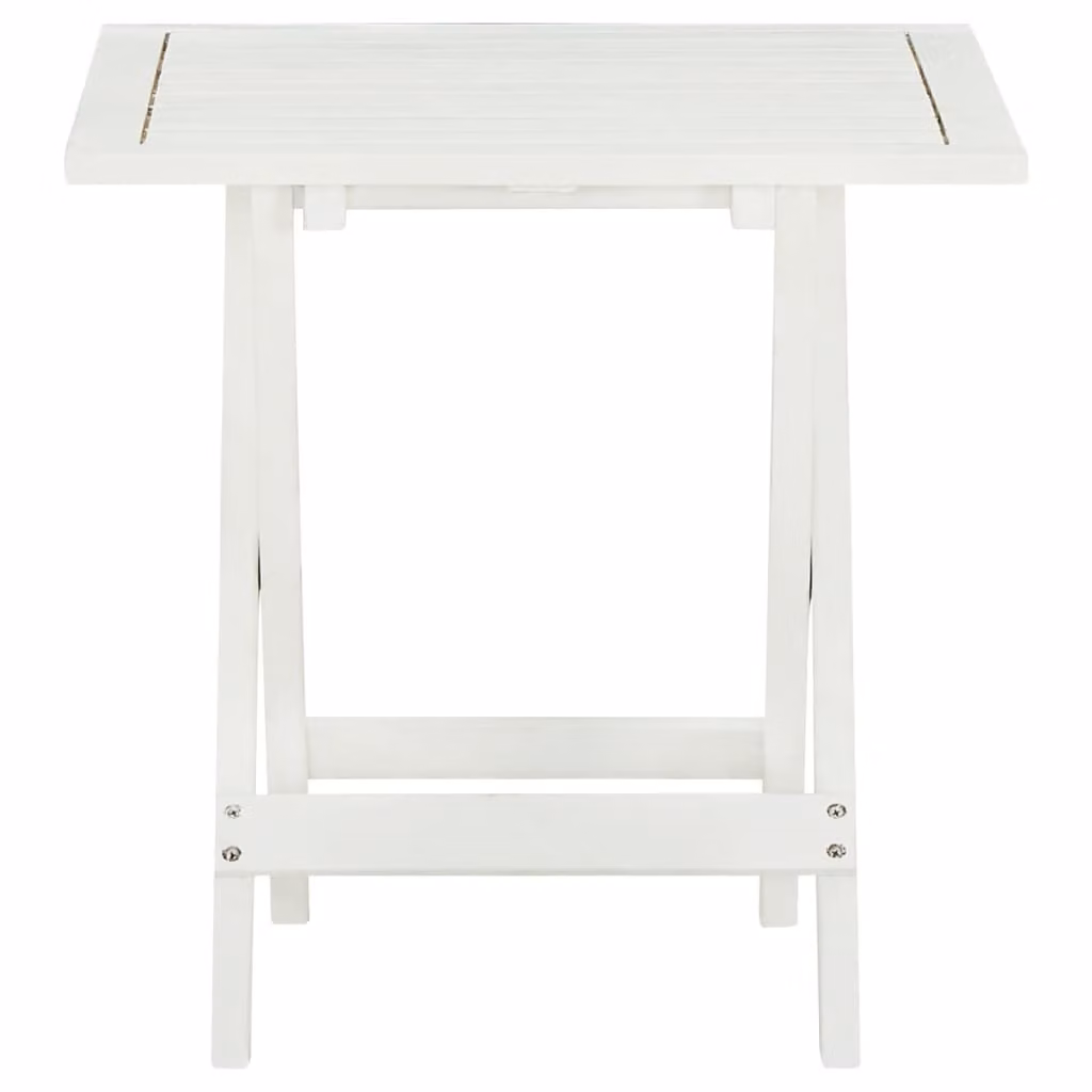 Tavolo da Bistrot Bianco 46x46x47cm in Legno Massello di Acacia