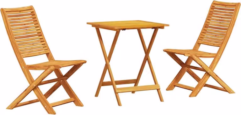 Set Bistro Pieghevole 3 pcs Marrone Legno di Acacia Massello