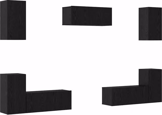 Set mobile TV 7 pz | Armadietto TV | Mobile Porta TV Rovere Nero Legno multistrato