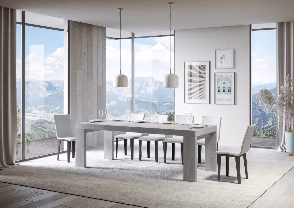 Tavolo allungabile Roxel Premium in cemento grigio con piano estensibile L: 140 cm, P: 90 cm, H: 77 cm – 2