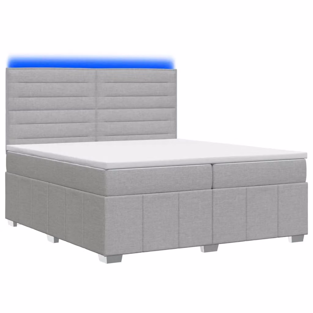 Letto Box Spring vidaXL con Materasso a Molle Insacchettate e Illuminazione LED Sotto il Letto, Grigio e Bianco, 200 x 200 cm – 2