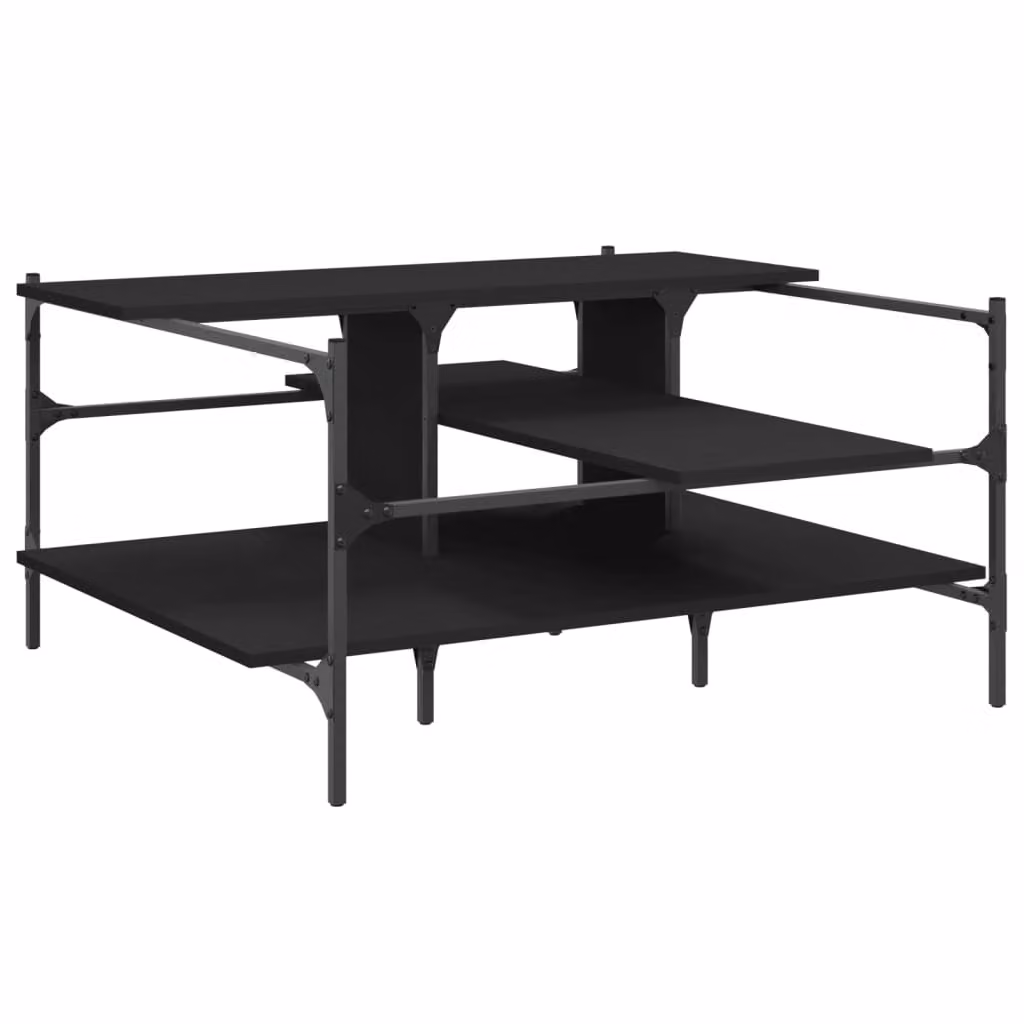 Tavolino da Salotto Nero 100x100x48,5 cm in Legno Multistrato