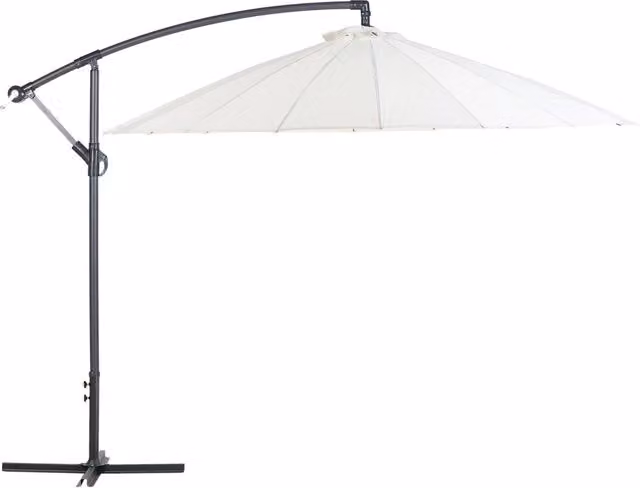 Ombrellone da giardino a sbalzo BELIANI con struttura in alluminio bianco e tettoia in poliestere beige, L/P/H: 235 x 268 x 268 cm