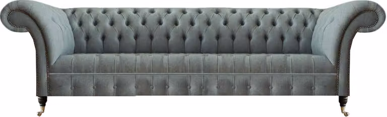 Modern Grau Chesterfield Viersitzer Sofa Couch Einrichtung Wohnzimmer