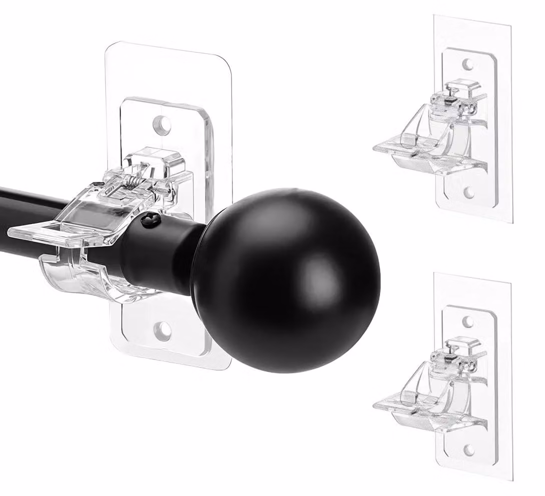 Ganci per tende senza foratura, adesivi, confezione da 2 pezzi, regolabili da 10 a 15 cm