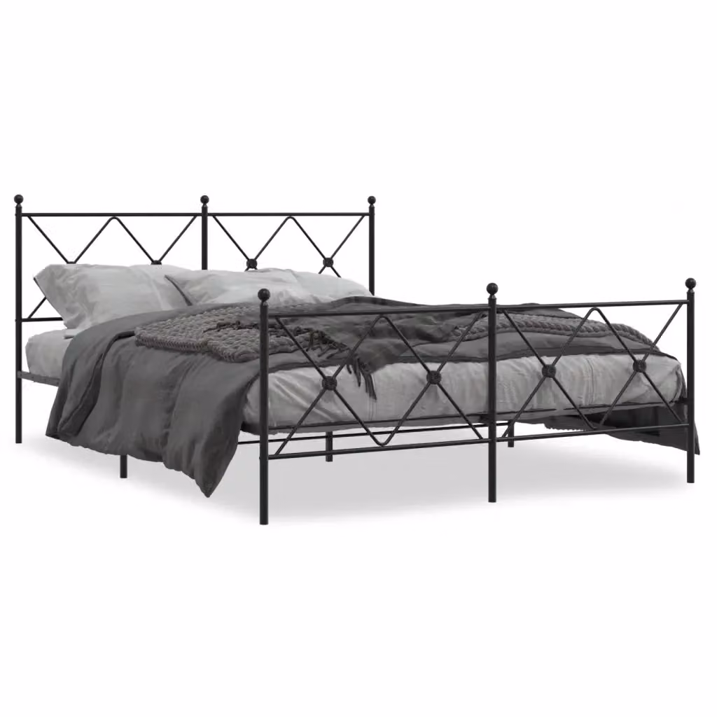 Giroletto con testiera e pediera in metallo nero vidaXL L/P: 150 x 200 cm – 2