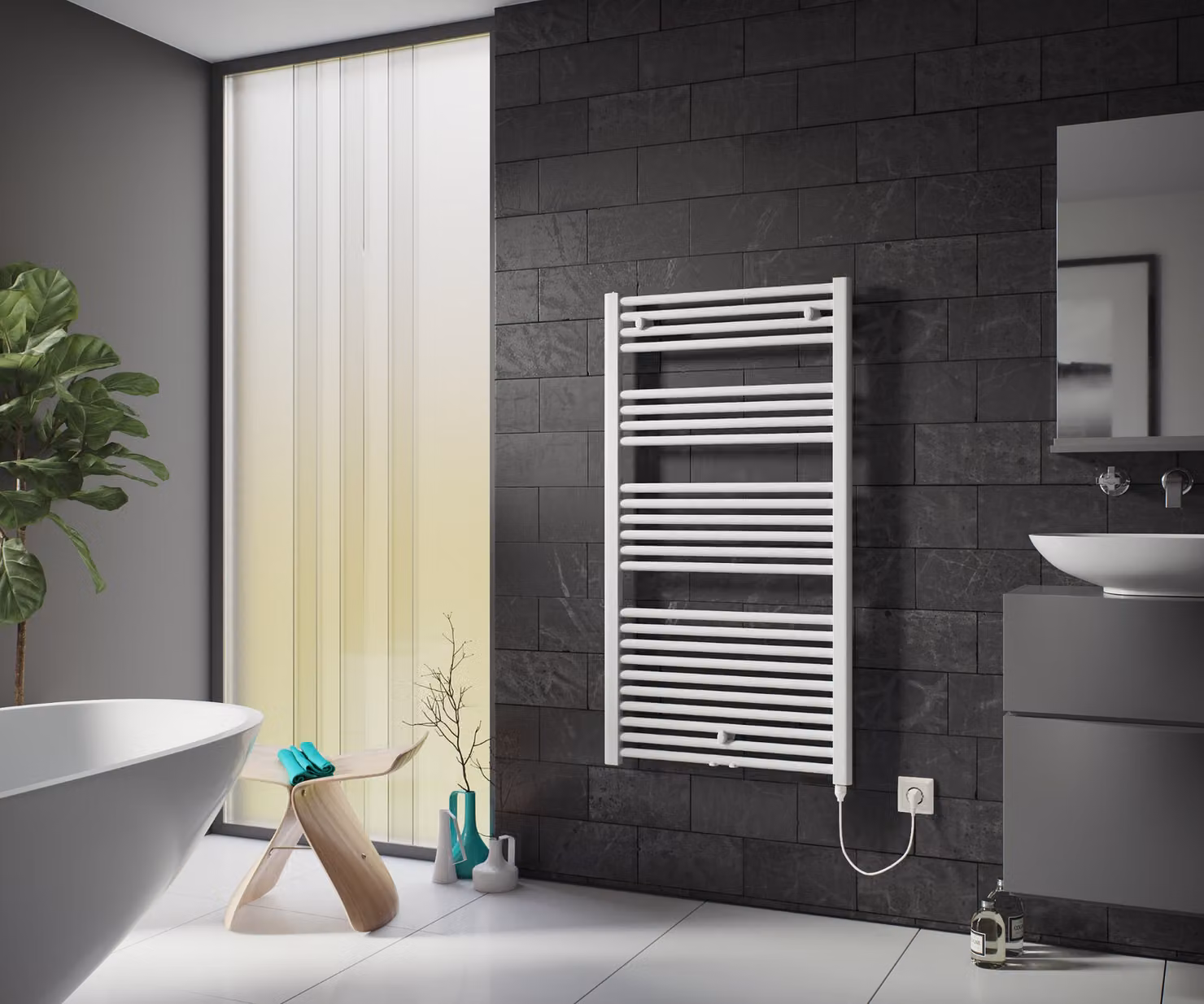 Radiatore da bagno elettrico Ximax Alpha 1454x700 mm bianco 900 Watt resistenza tipo 1