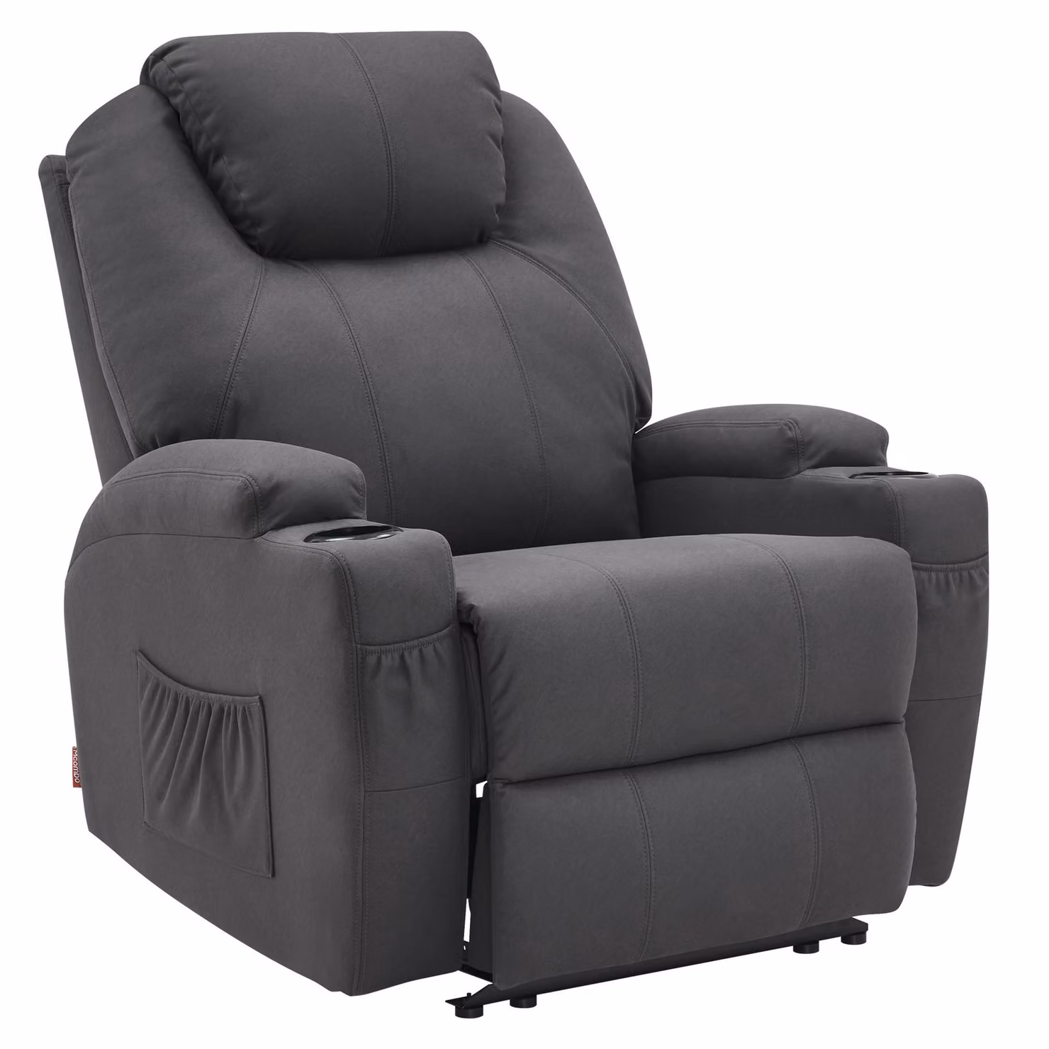 M MCombo poltrona elettrica reclinabile massaggiante poltrona TV reclinabile funzione vibrazione riscaldamento 7061 (microfibra grigio scuro)