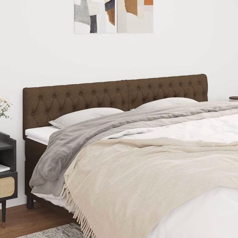 Testiera per letto vidaXL in tessuto marrone scuro con struttura in legno di larice L: 180 cm, P: 7 cm, H: 78/88 cm