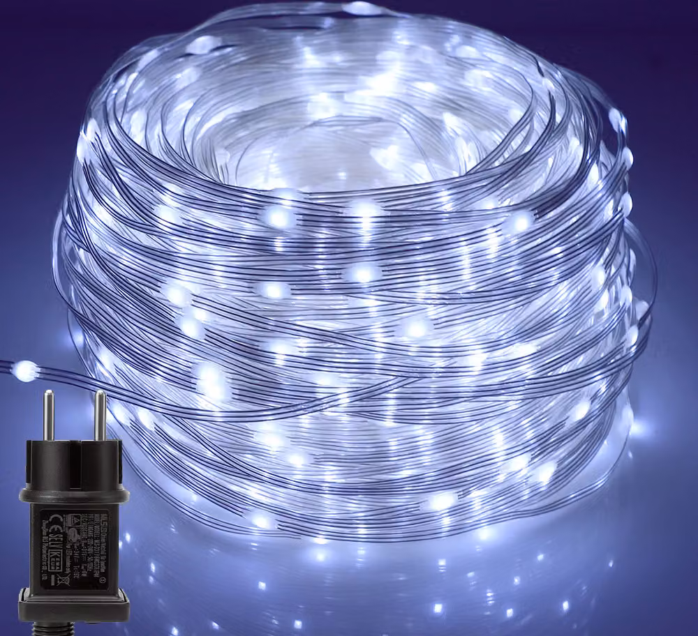 100M 800 LED Fairy Lights 8 modalità di luce impermeabile Indoor Party Garden Fairy Lights luci di Natale, bianco