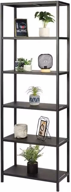 Biblioteca design a 6 livelli Meublorama in metallo nero collezione SOHO H: 180 cm, L: 60 cm, P: 30 cm – 1