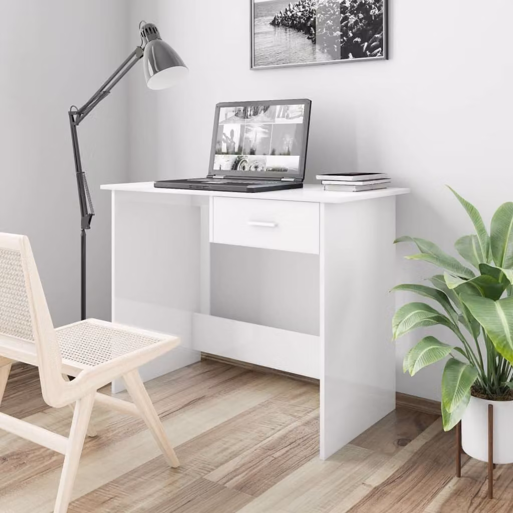 Maison Exclusive - Scrivania bianco lucido 100×50×76 cm Materiale ligneo