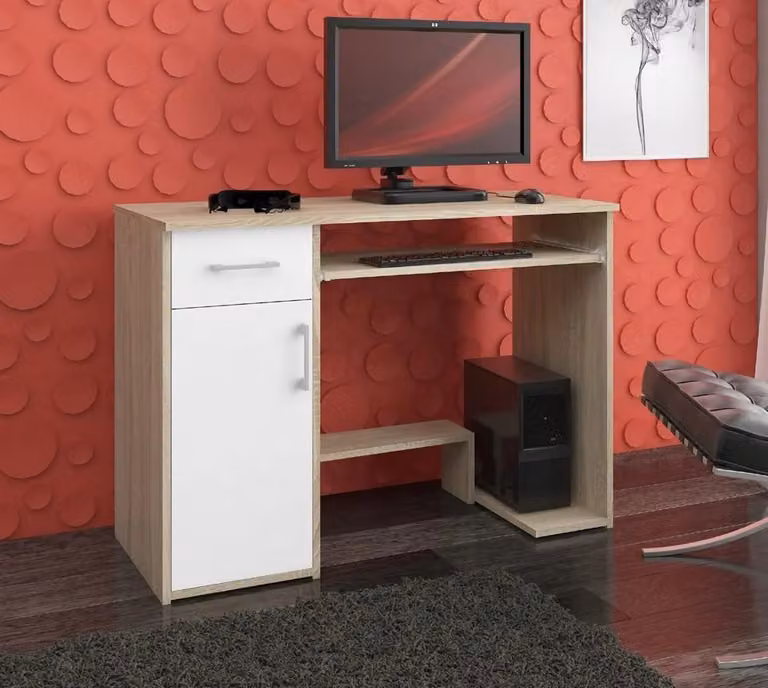 Scrivania per computer OMRELIS - rovere sonoma / bianco