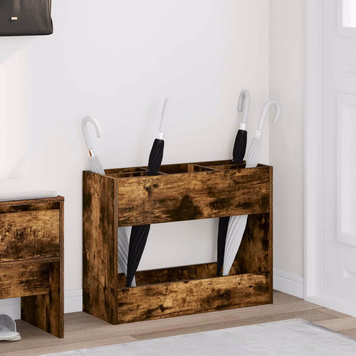 vidaXL Supporto per Ombrellone Moderno in Legno e Composito, Colore Marrone, L/P/H: 65 x 40 x 50 cm