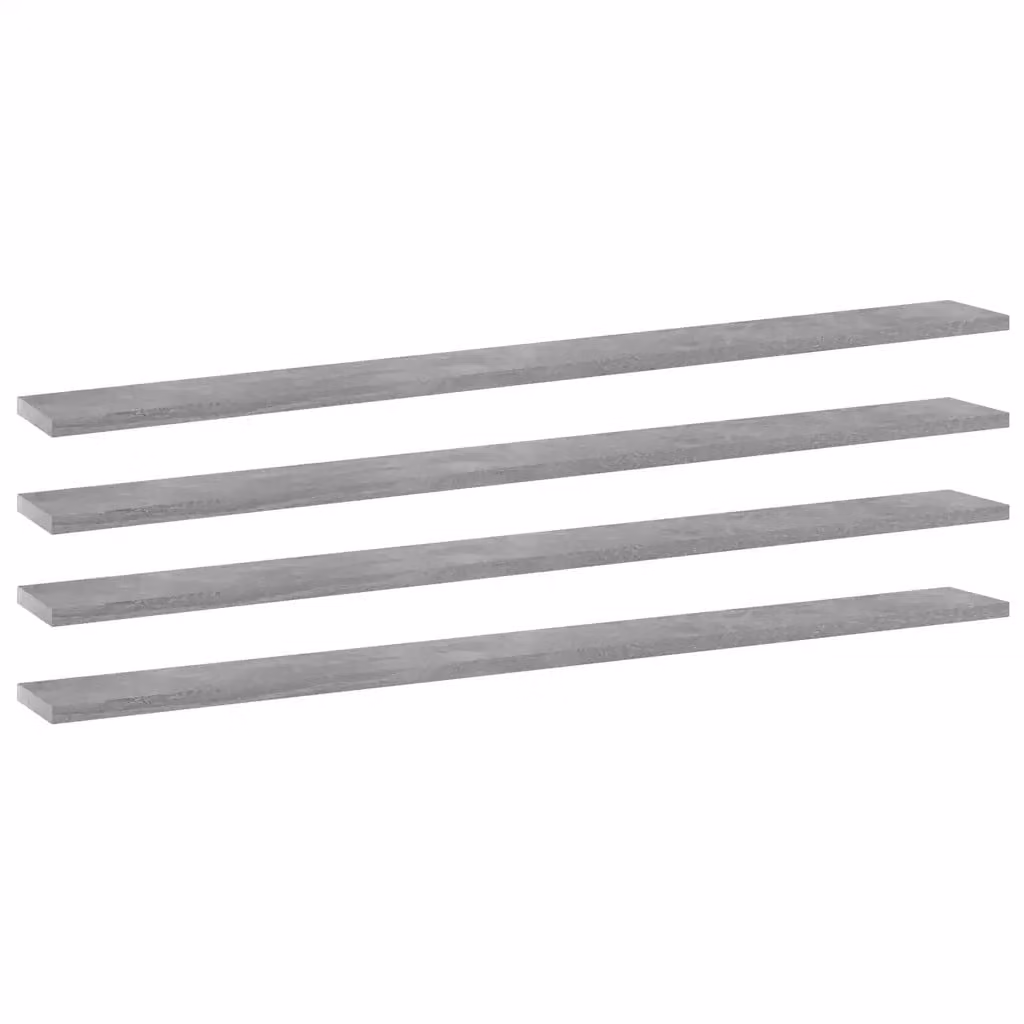 Set di 4 ripiani per libreria vidaXL in legno multistrato, colore grigio cemento, L: 100 cm, P: 10 cm, H: 1,5 cm