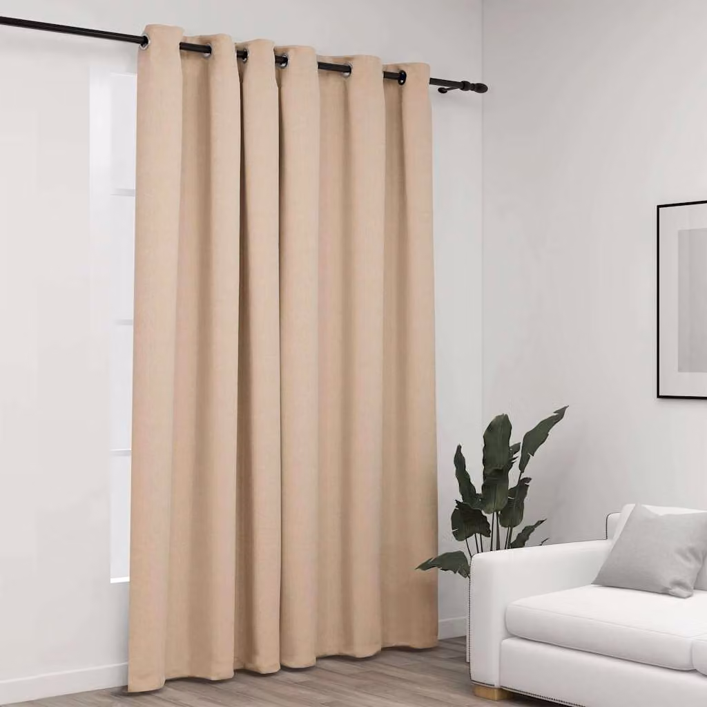 Tenda Oscurante con Effetto Lino vidaXL, Beige, L: 290 cm, H: 245 cm