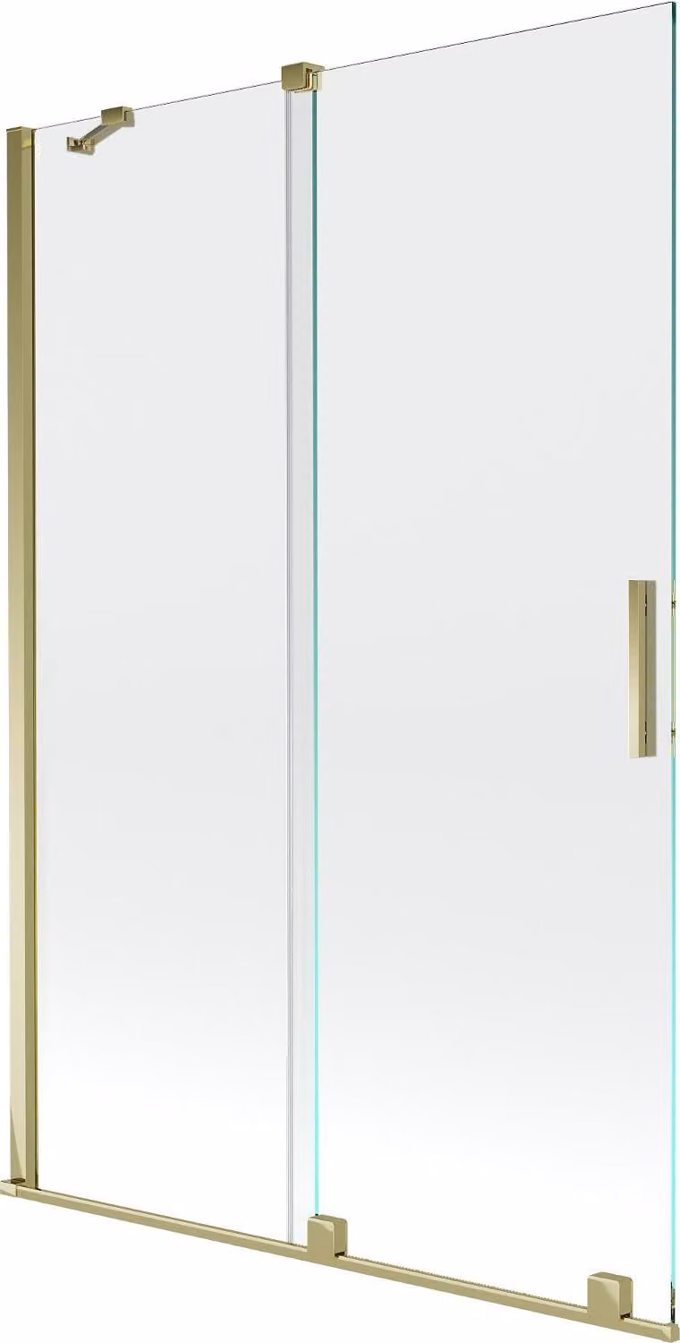 Mexen Velar paratia per vasca da bagno scorrevole a 2 ante 120 x 150 cm, trasparente, dorato - 896-120-000-01-50