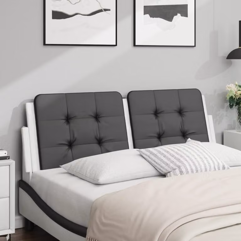 vidaXL Cuscino Testiera Zadar in Similpelle Nero e Bianco, Larghezza: 120 cm