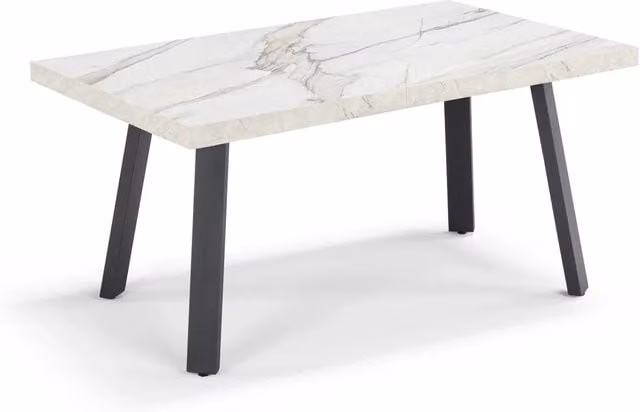 Tavolo allungabile da pranzo145x85 modello MIRO’ fino a 195 CM per sala da pranzo, cucina e soggiorno, design moderno con top in melaminico, colore Marmo di Carrara