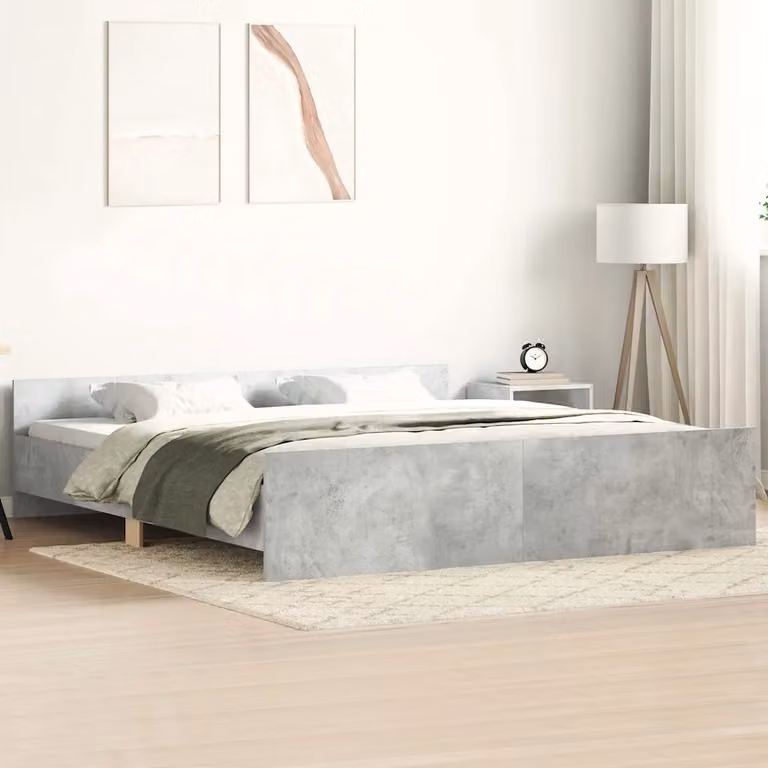 vidaXL Giroletto con Testiera e Pediera in Tessuto Grigio L: 180 cm, P: 200 cm, H: 103 cm
