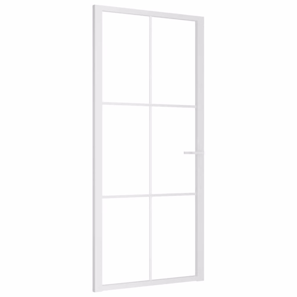 Porta Interna 93x201,5 cm Bianca in Vetro ESG e Alluminio