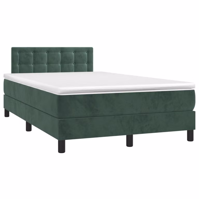 Maison Exclusive - Letto a Molle con Materasso e LED Verde Scuro 120x190cm Velluto