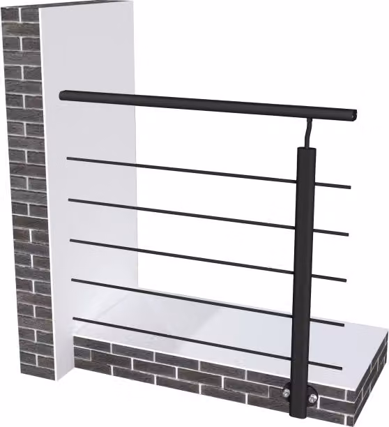 Ringhiera Balaustra in Alluminio Nero Opaco 100x100cm a Fissaggio a Parete, con supporto di collegamento a Parete