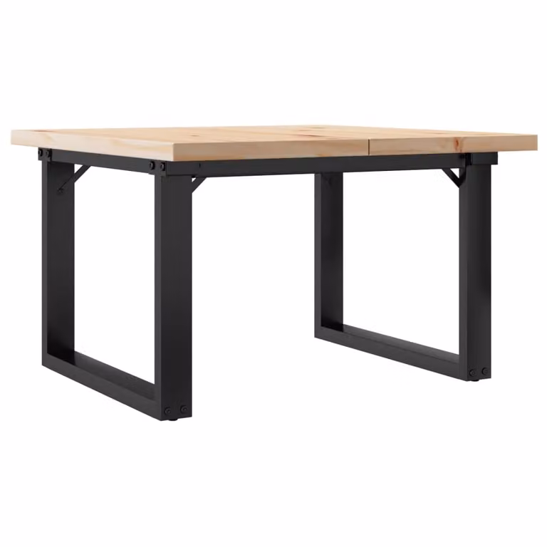 Tavolino Salotto Telaio a O 70x70x40,5cm Legno Pino e Acciaio