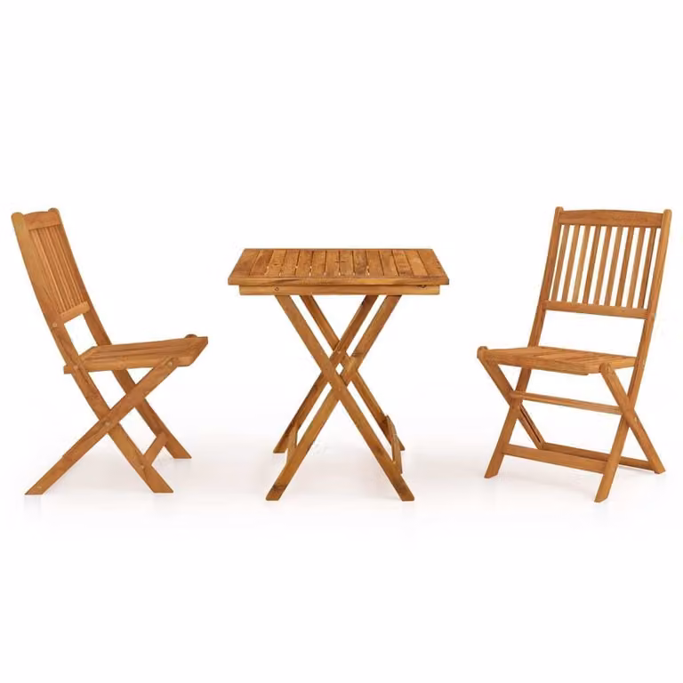 Set da Pranzo da Giardino 3 pz Pieghevole in Massello di Acacia
