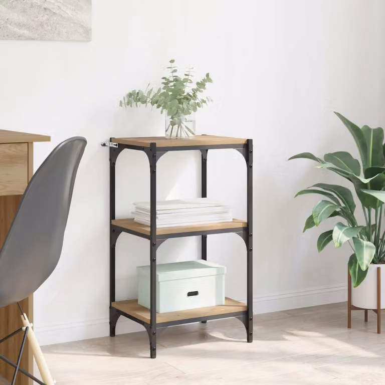 vidaXL Armadio per Libri Industrial a 3 Livelli in Legno e Metallo, Nero e Marrone, L 40 cm x P 33 cm x H 70,5 cm