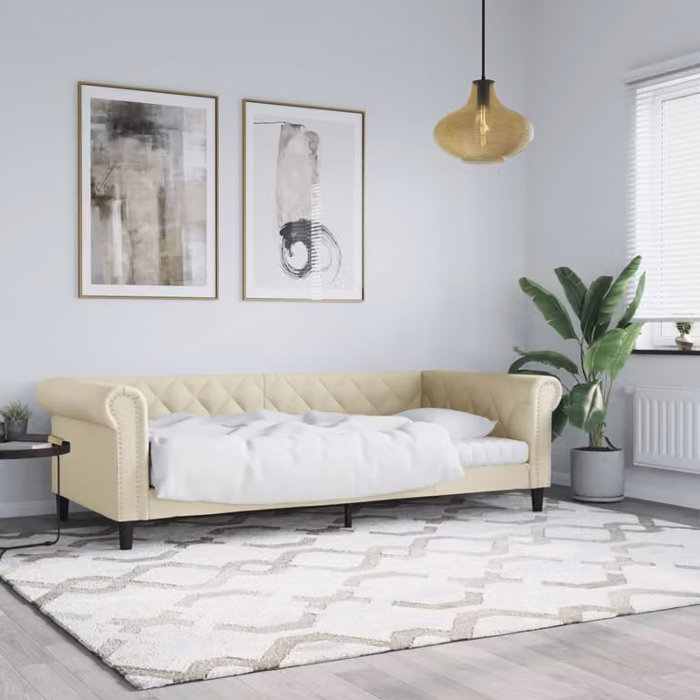 Letto da giorno vidaXL in similpelle beige, L: 200 cm, P: 80 cm, H: 90 cm