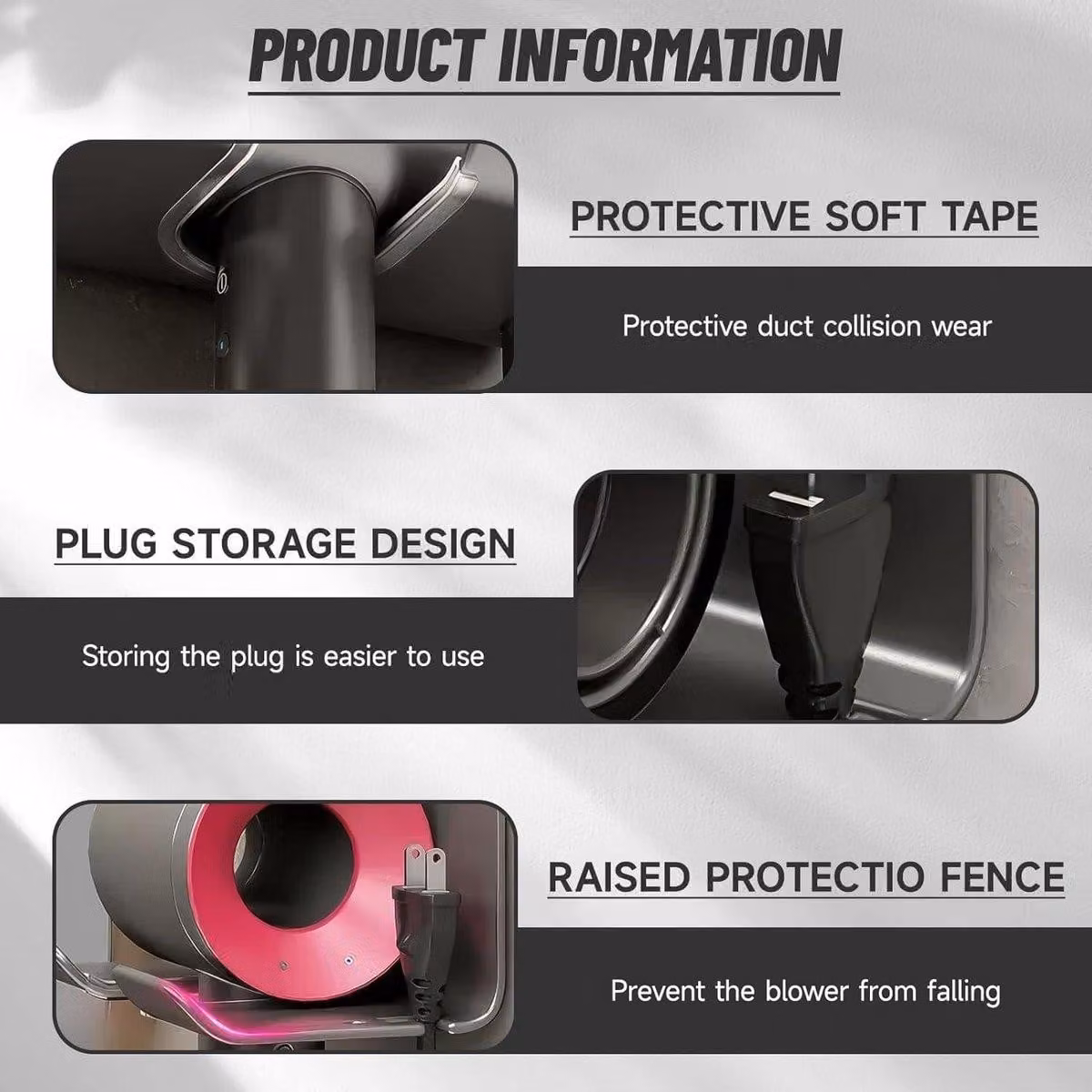 Support per asciugacapelli e accessori da parrucchiere - installazione semplice senza foratura - design moderno ed elegante - resistente e stabile