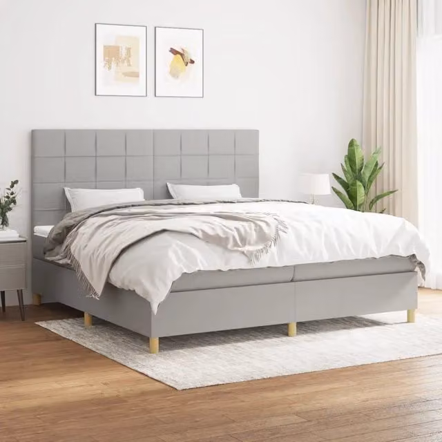 Letto Ibrido con Giroletto a Molle e Materasso vidaXL Grigio e Bianco L: 200 cm, P: 200 cm, H: 128 cm