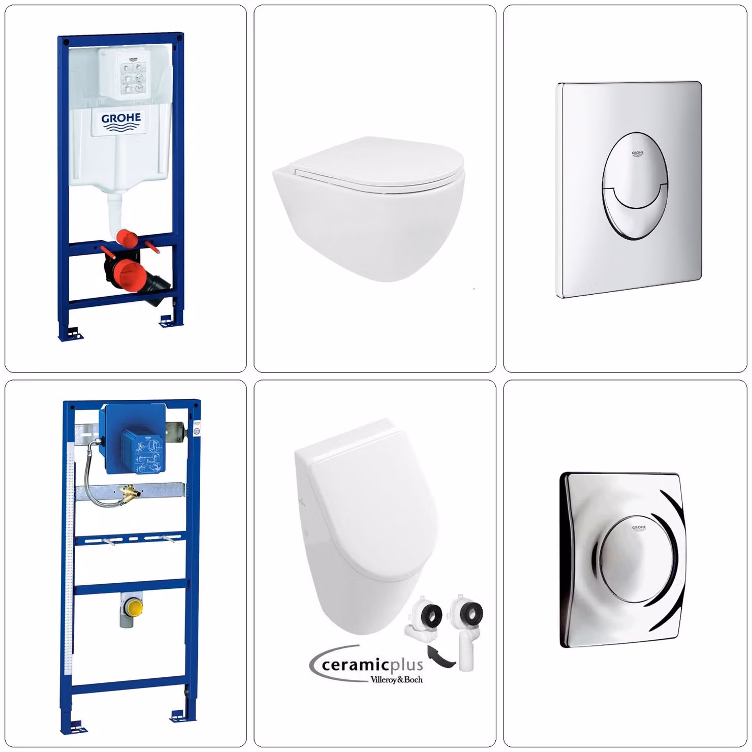 BB INFINITY WC sospeso senza bordo con orinatoio Villeroy & Boch Subway con CeramicPlus inclusi accessori Grohe, cromo