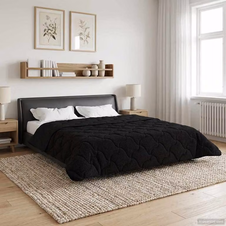 Piumone Completo Annuale Trapuntato vidaXL in Microfibra Reversibile e Traspirante, Nero, L 220 x P 240 cm