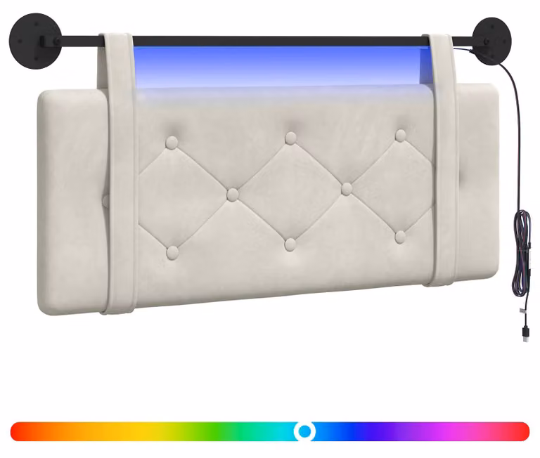 Testiera sospesa Con luce LED Crema Velluto