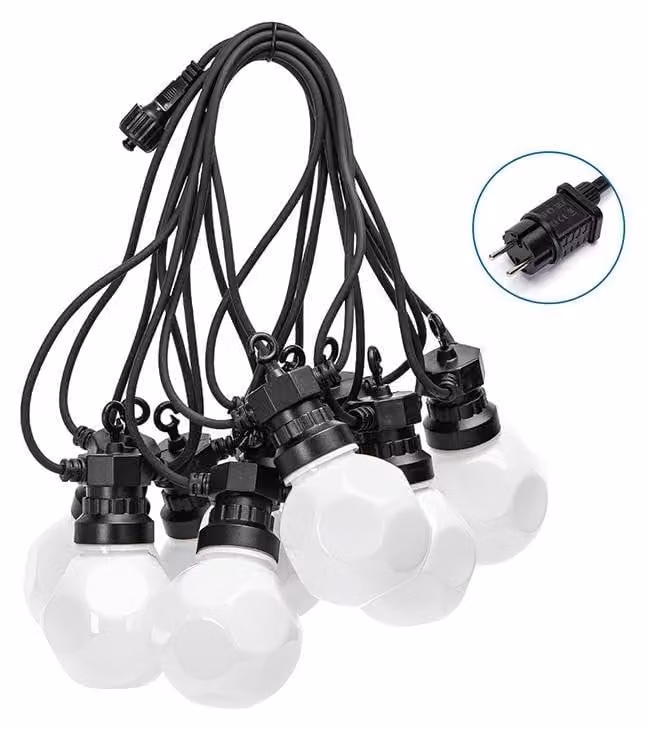 Catena luminosa a LED, 8 metri, luce calda, bassa tensione, adatta per interni ed esterni