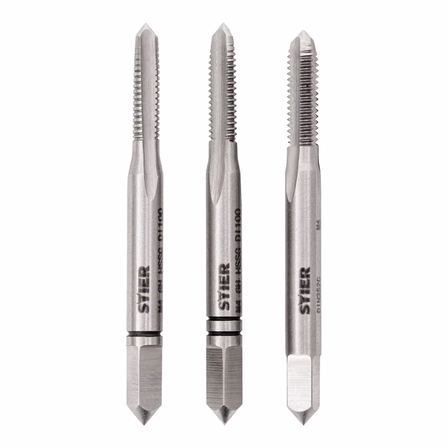 Set di rubinetti manuali STIER in 3 pezzi, rubinetto di premeditazione e di finitura, DIN 352 HSS-G M4, per la produzione di filettature interne DIN13, standardizzato, rettificato, alta qualità