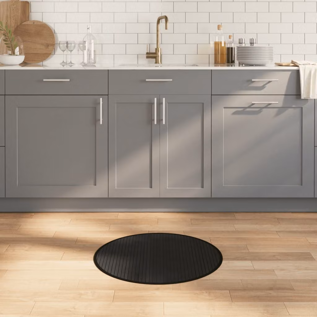 Tappeto rotondo moderno vidaXL in bambù nero, diametro: 60 cm