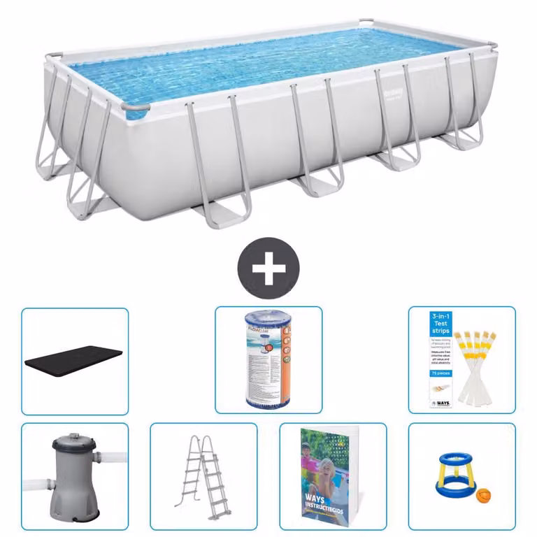 Bestway Power Steel, piscina rettangolare - 488x244x122 cm - composta da 6 parti, modello S541