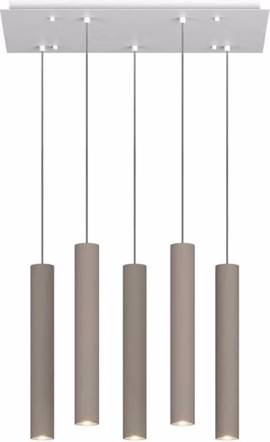 Lampadario Industrial-Minimal Xeana Metallo Bianco Marrone 5 Luci Gu10