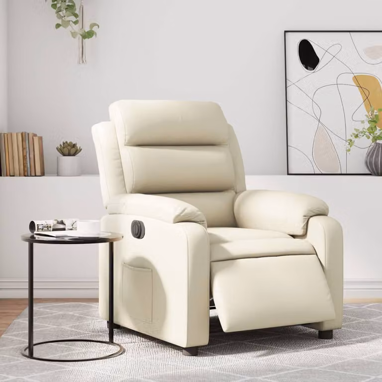 Poltrona Reclinabile Elettrica vidaXL in Similpelle Beige con Braccioli e Funzione Auto-Return