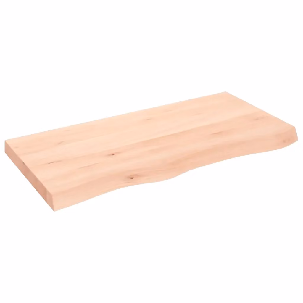 vidaXL Ripiano a Parete in Rovere Massello Non Trattato, Marrone, L 100 x P 50 x H 2-6 cm – 2