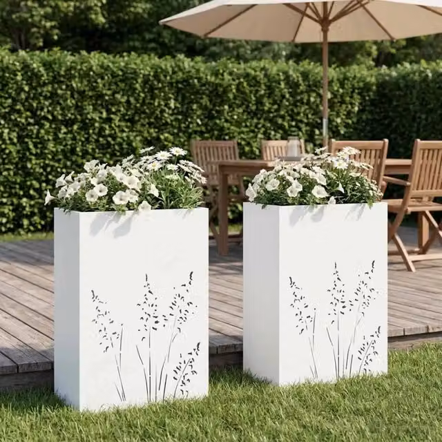 Vaso da giardino 2 pz Bianco 50 x 30 x 75 cm 8005781