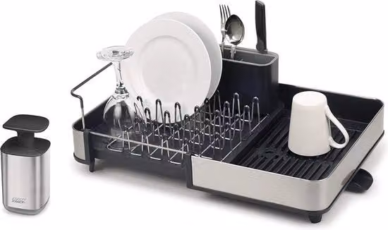 Organizzatore per lavandino 2-in-1, set di organizzazione per lavandino in acciaio inossidabile, afdruiprek estensibile con scarico e binario per tagliere, inclusa dispensa per sapone igienizzante