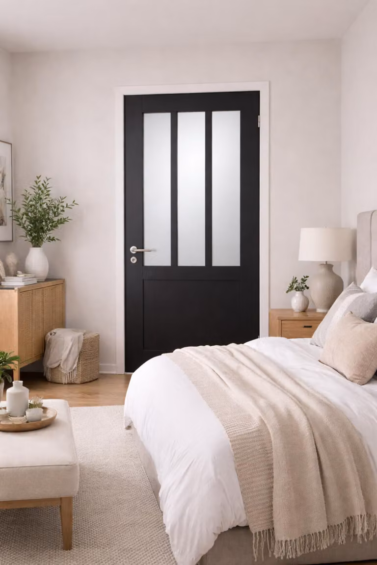 Bloc Porta Officina Nero Vetro Depoli H204 x L83 cm Lato Tavolo P.gauche, maniglia Pomerol GD MENUISERIES